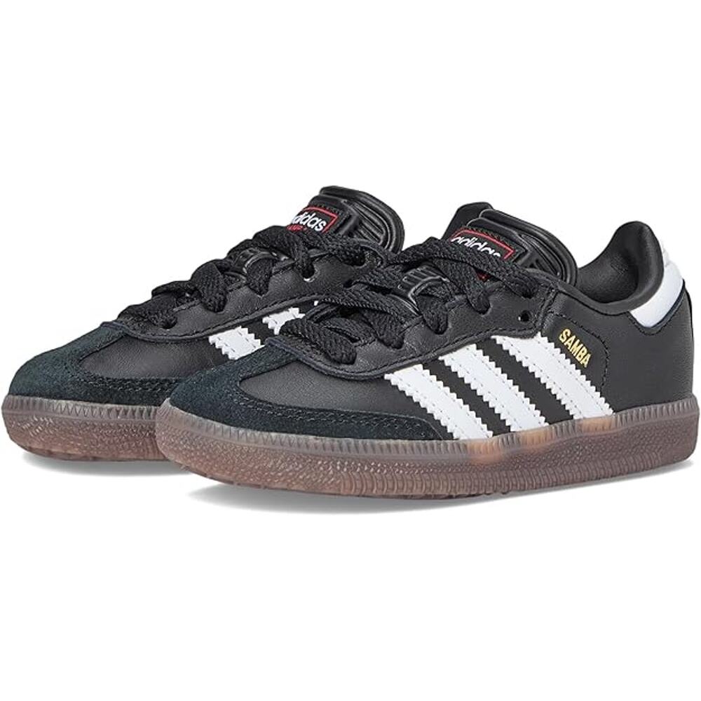 NWT adidas Unisex Big Kid Samba Indoor Sneaker, Black/White/Gum-Size 4